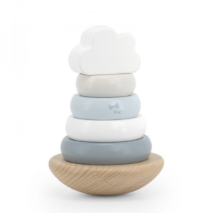 Label Label LichtBlauw Houten Tuimelring Piramide