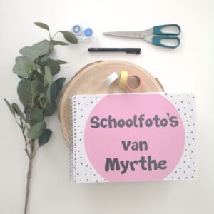 Schoolfotoboek Roze met naam