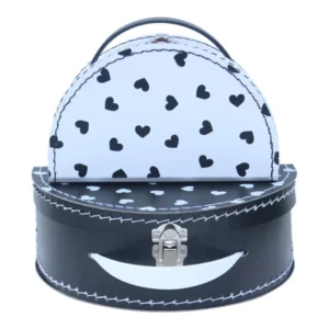 Set koffertjes zwart witte hartjes2