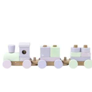 Houten blokkentrein met naam