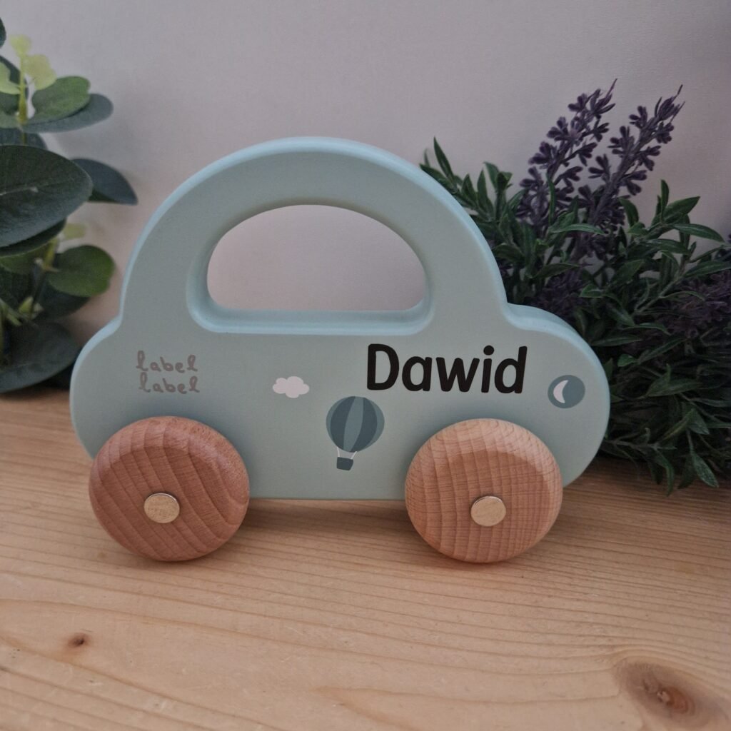Houten auto label label met naam