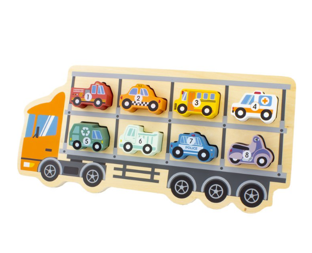 Puzzel Vrachtwagen met auto’s (4)