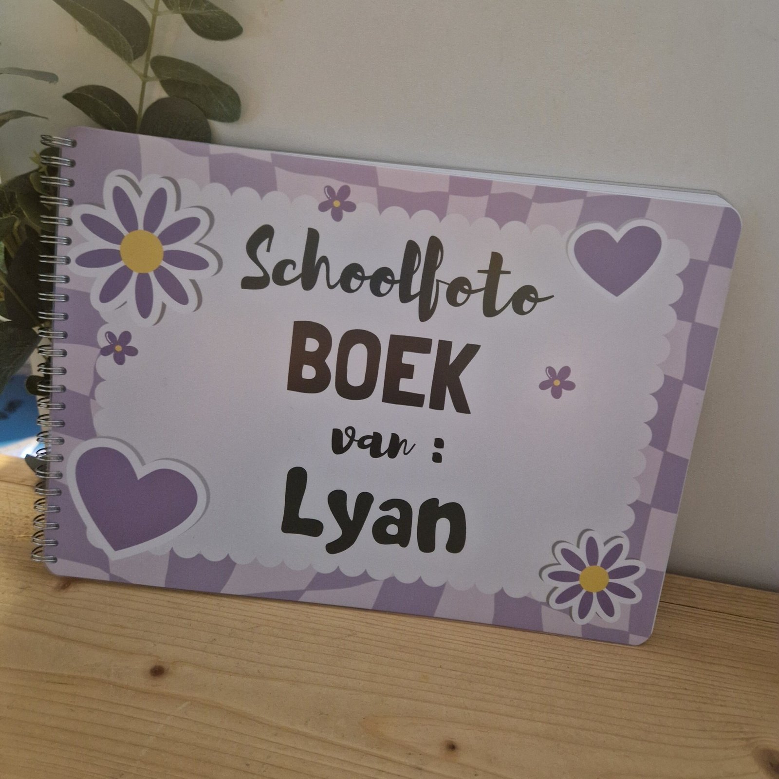 Schoolfotoboek Paars met naam