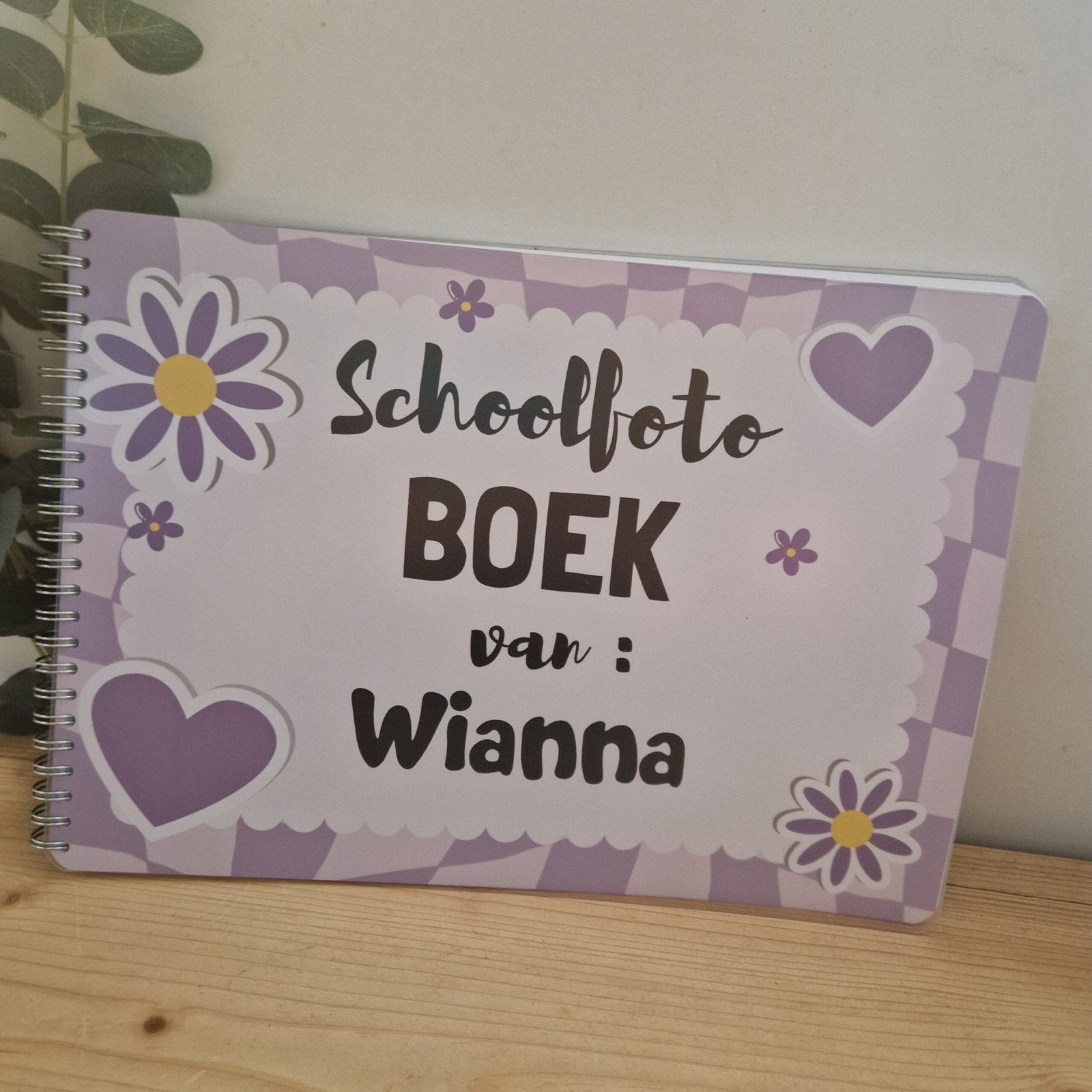 Schoolfotoboek Paars met naam