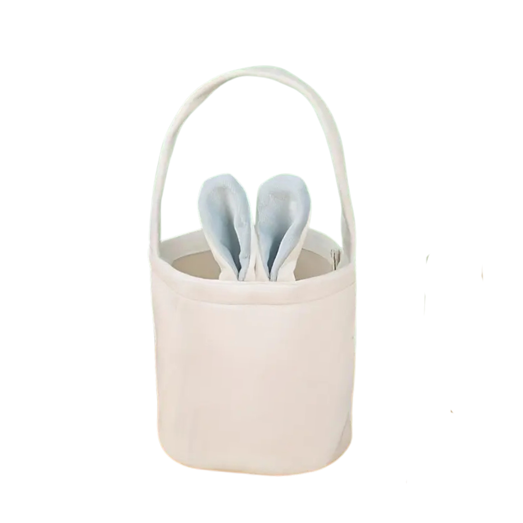 Wit Paasmandje met Blauwe Oortjes en Staartje