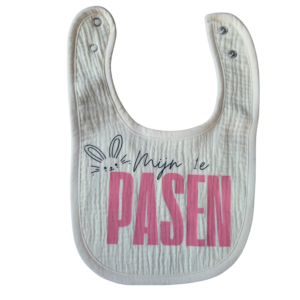 Slab - 'Mijn 1e pasen"Beige slab met roze letters