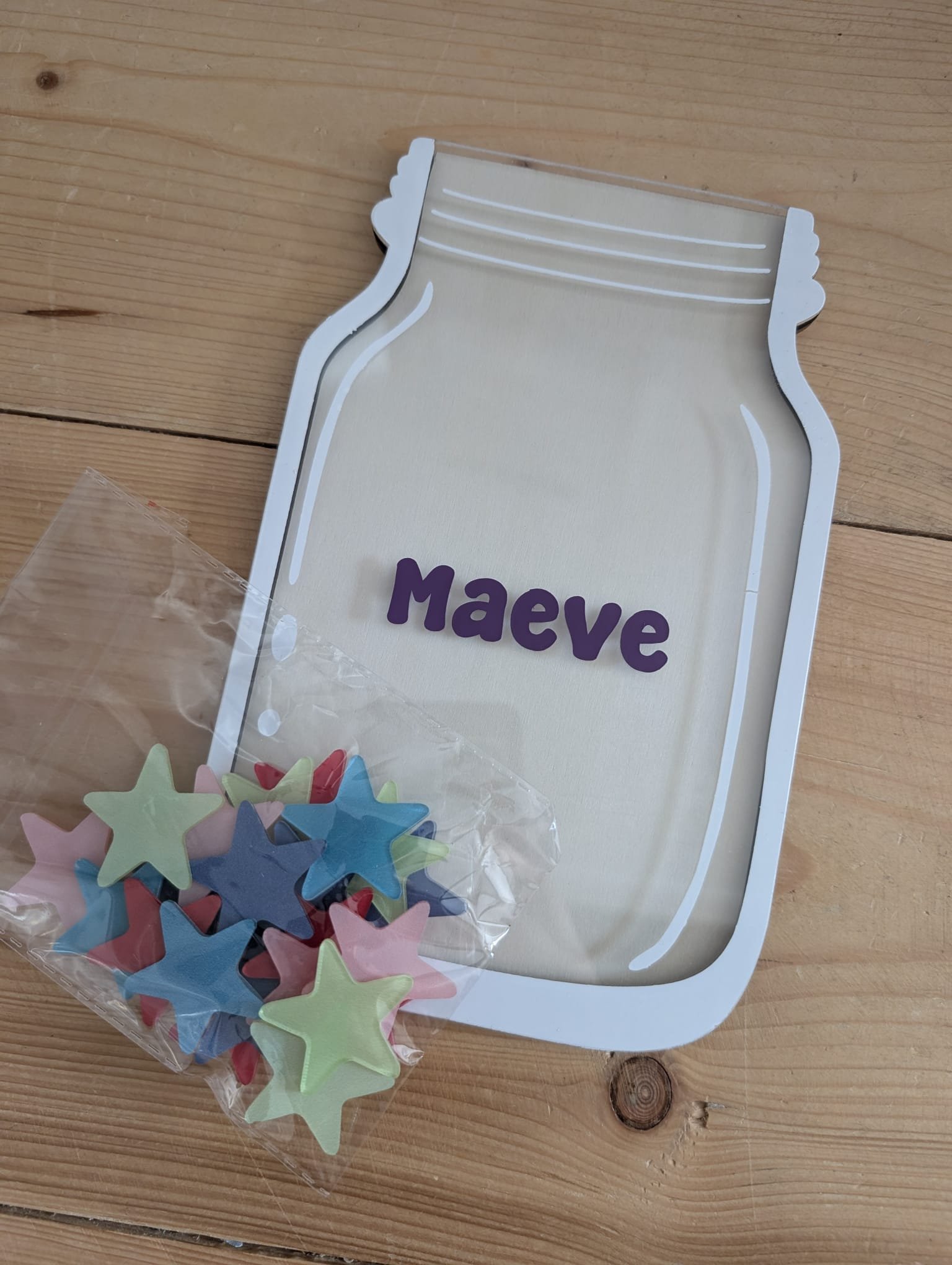 Beloningspot met Kunststof sterren en naam