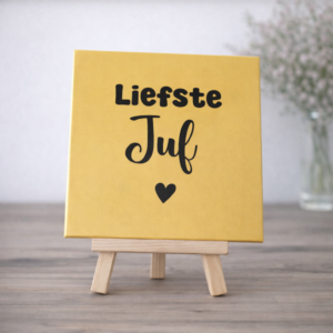 Tegeltje – Jij bent de Liefste Juf Geel hartje