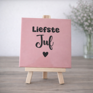 Tegeltje – Jij bent de Liefste Juf Roze hartje