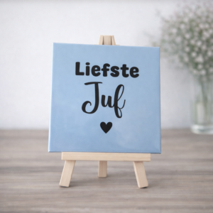 Tegeltje – Jij bent de Liefste Juf licht Paars/blauw hartje