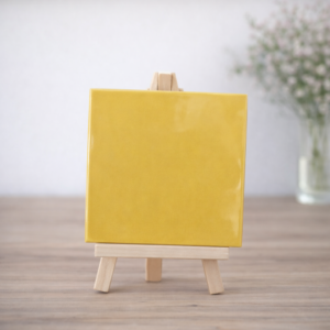 Tegeltje met eigen tekst - Okergeel 10x10cm