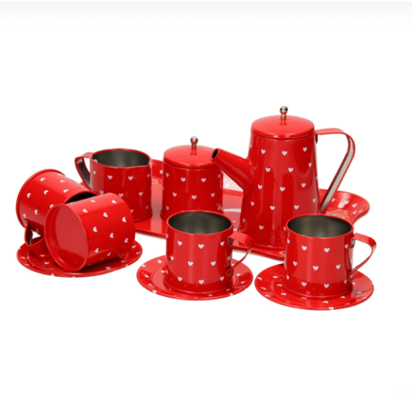 Tinnen Theeservies Rood