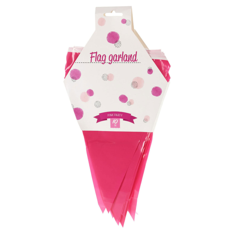 Vlaggenlijn Roze met 20 Vlaggen, 10m