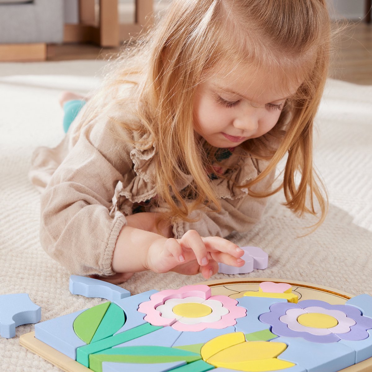 Fisher-Price Houten Bloemenpuzzelblokken - Vormenpuzzel