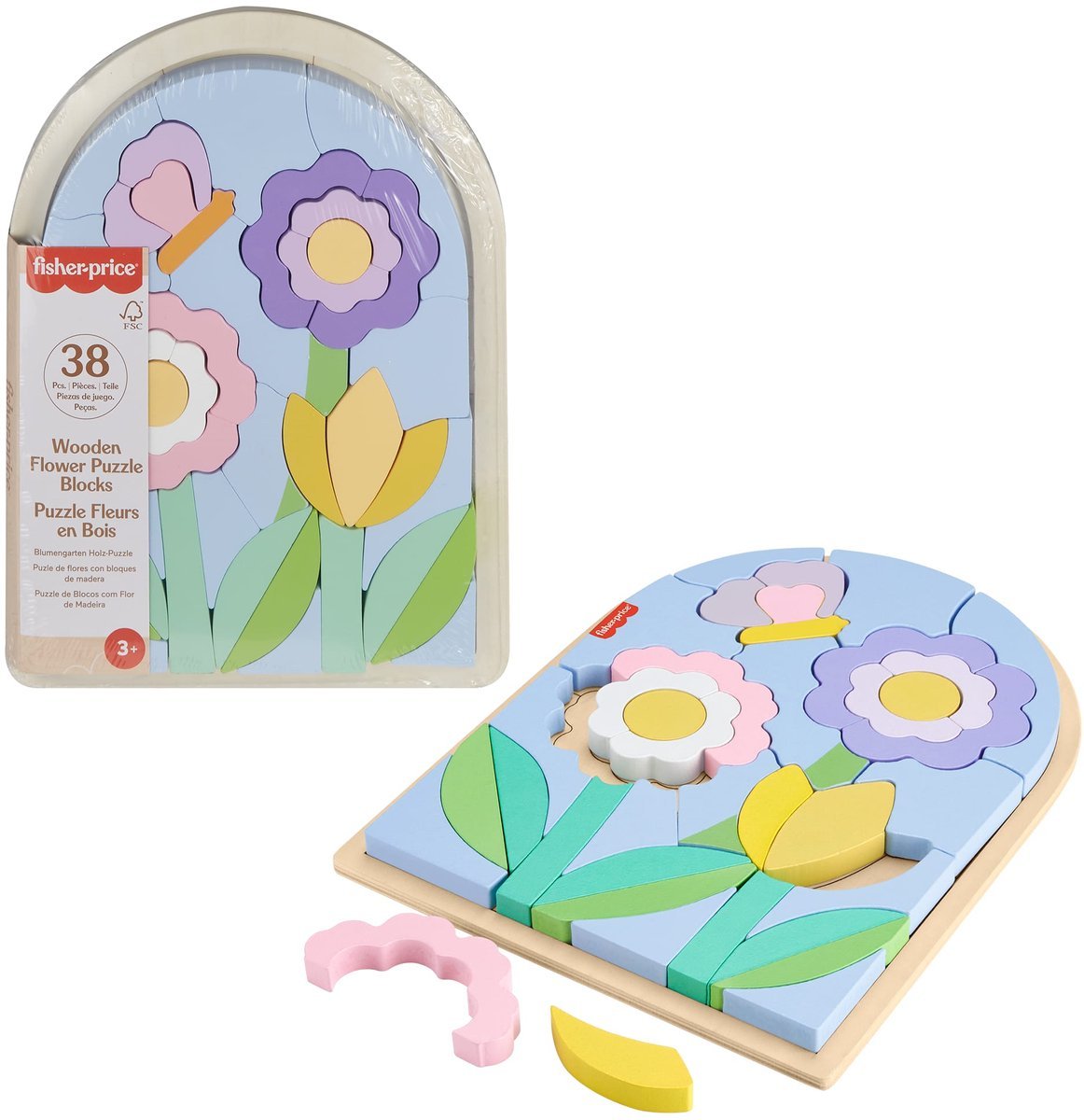 Fisher-Price Houten Bloemenpuzzelblokken - Vormenpuzzel