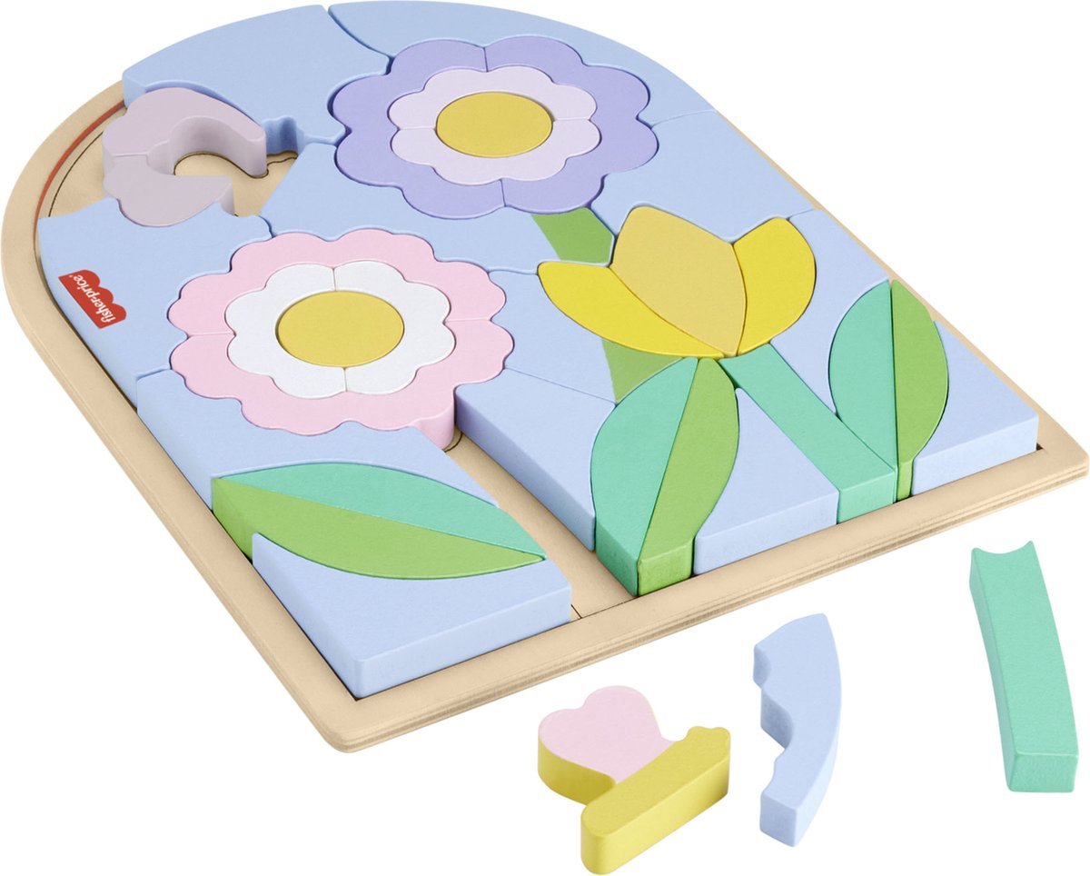 Fisher-Price Houten Bloemenpuzzelblokken - Vormenpuzzel