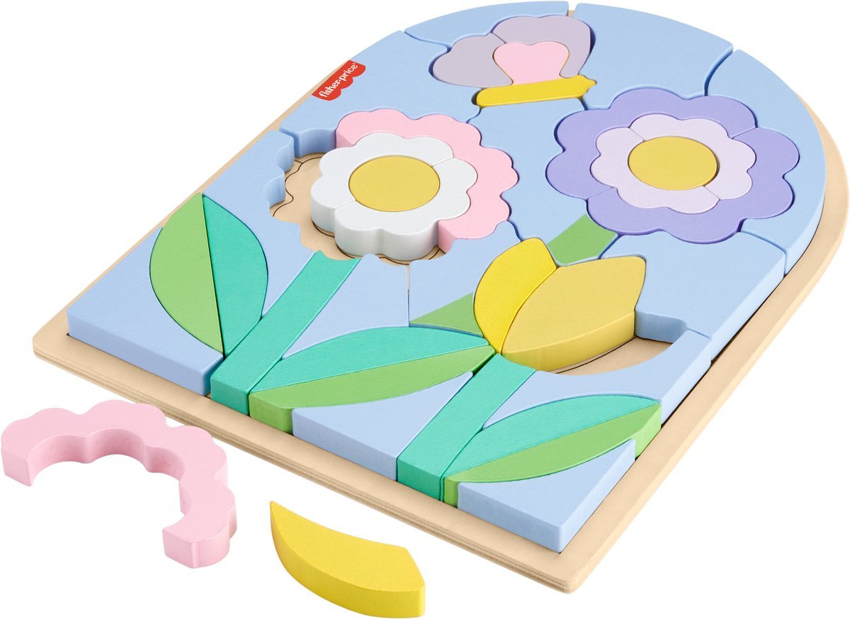 Fisher-Price Houten Bloemenpuzzelblokken - Vormenpuzzel