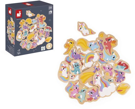 Janod Magneten Eenhoorns en Draken – 24 Houten Magneten - Afbeelding 3