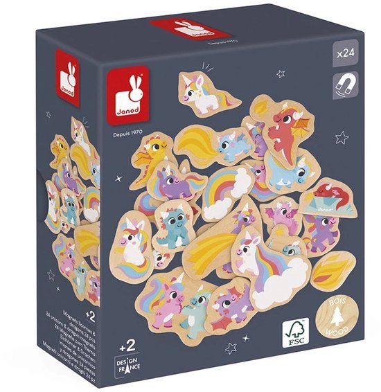 Janod Magneten Eenhoorns en Draken – 24 Houten Magneten - Afbeelding 5
