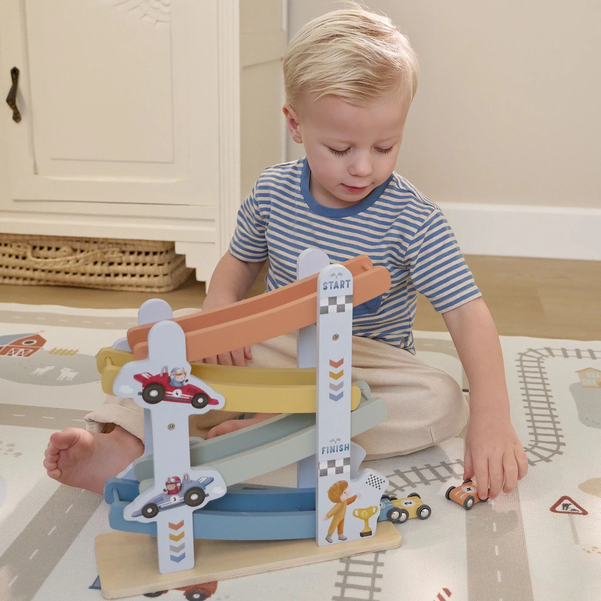 Little Dutch Houten autobaan - Blauw - Afbeelding 6