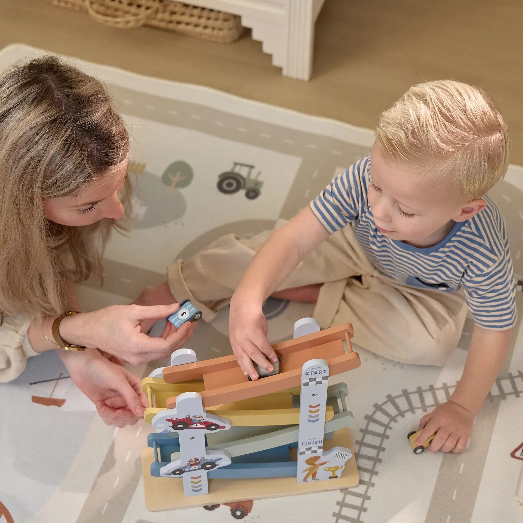 Little Dutch Houten autobaan - Blauw - Afbeelding 3