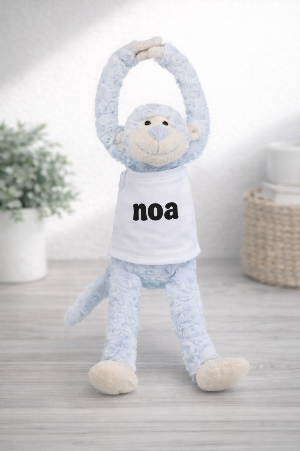 Funnies Slingeraap – Blauw – 45 cm met naam