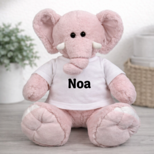 Funnies Olifant Luka – Roze – 45 cm met naam