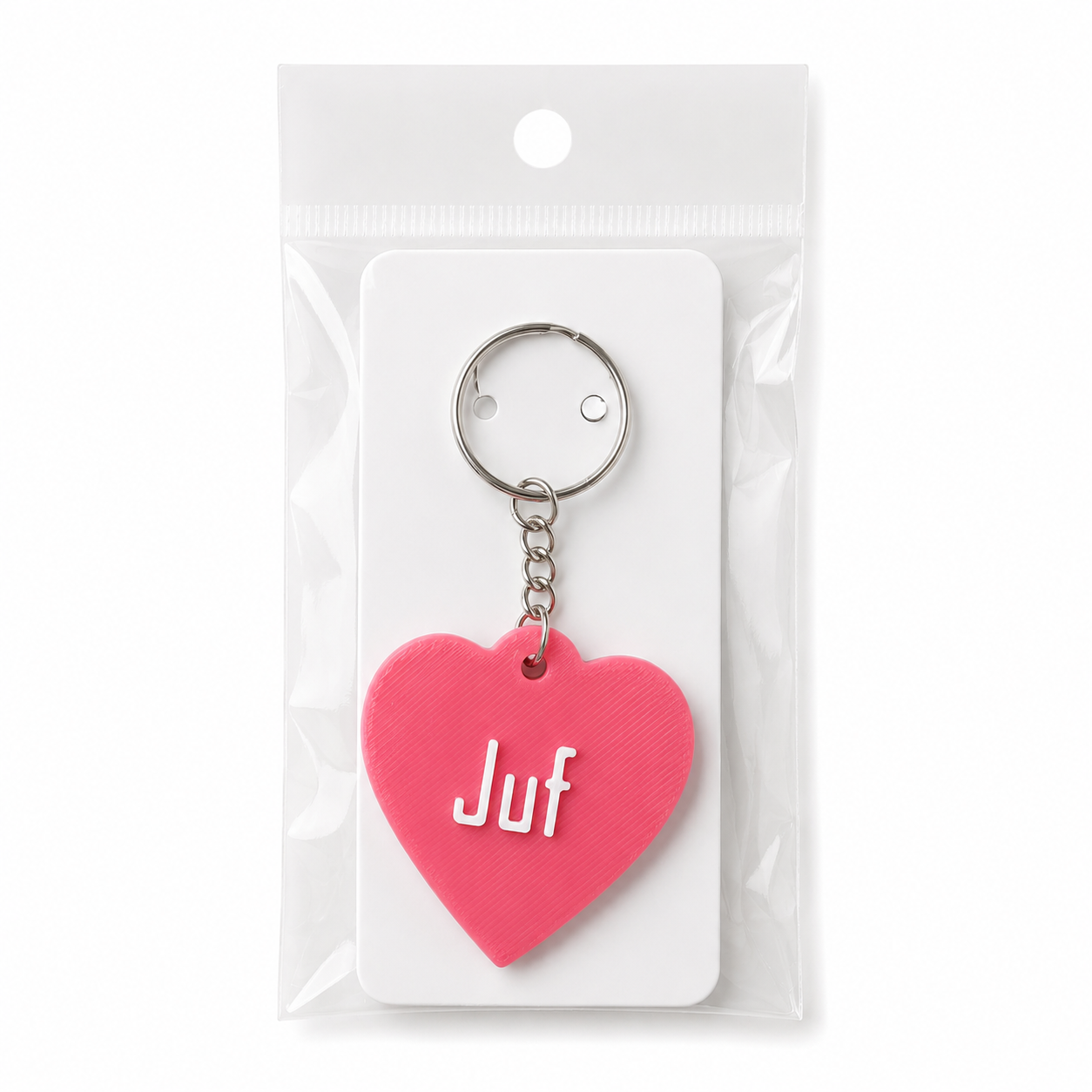 Hartjes Sleutelhanger “Juf” Roze