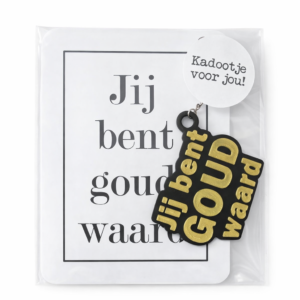 Jij bent goud waard – Cadeauset met kaart & sleutelhanger