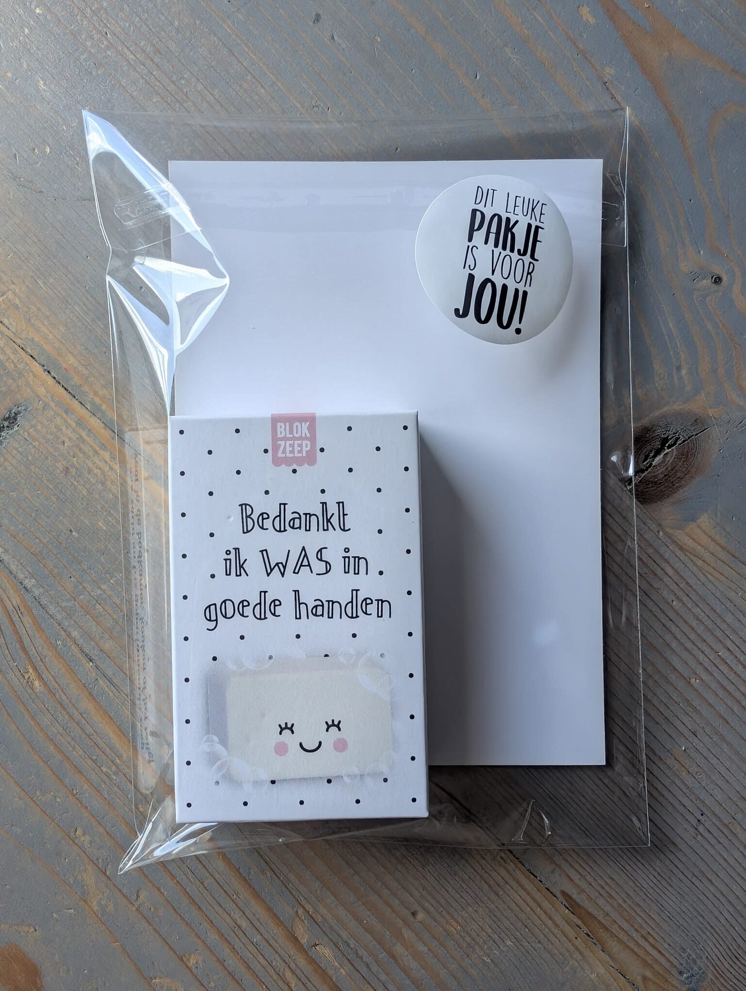 Kaart + Zeepje : Bedankt, ik WAS in goede handen ( zwart/wit) - Image 6
