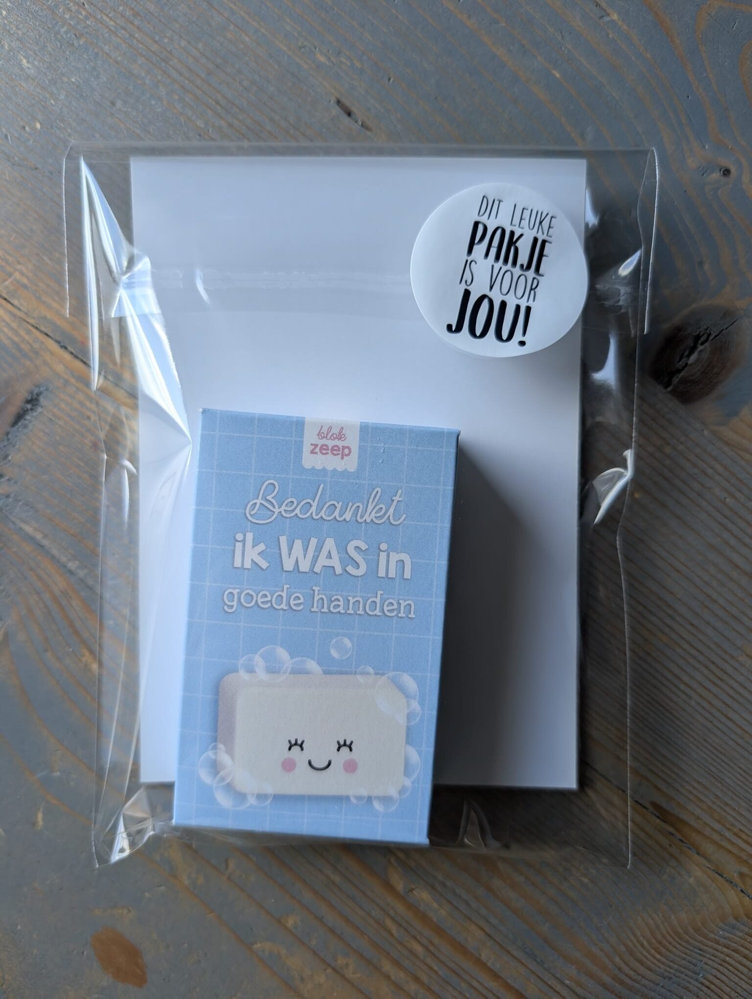 Kaart + Zeepje : Bedankt, ik WAS in goede handen (blauw) - Image 7