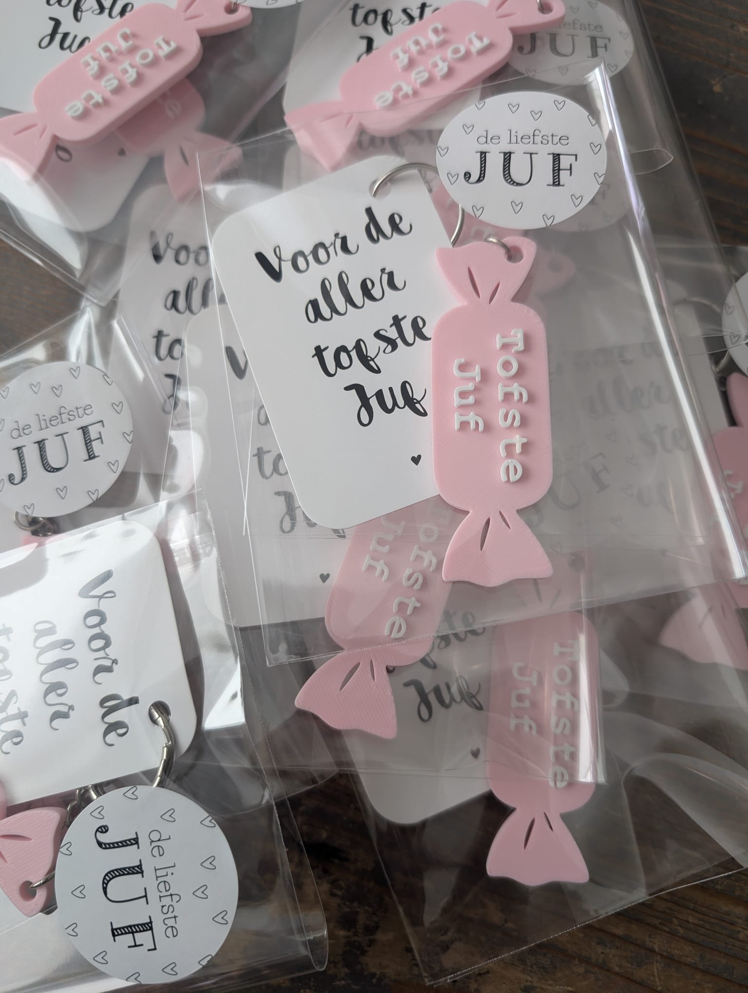 Sleutelhanger Voor de Aller Tofste Juf Roze - Afbeelding 3