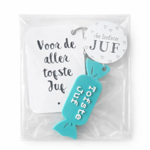 Sleutelhanger Voor de Aller Tofste Juf  Mintgroen