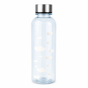 Waterfles met naam Blauw Wolken