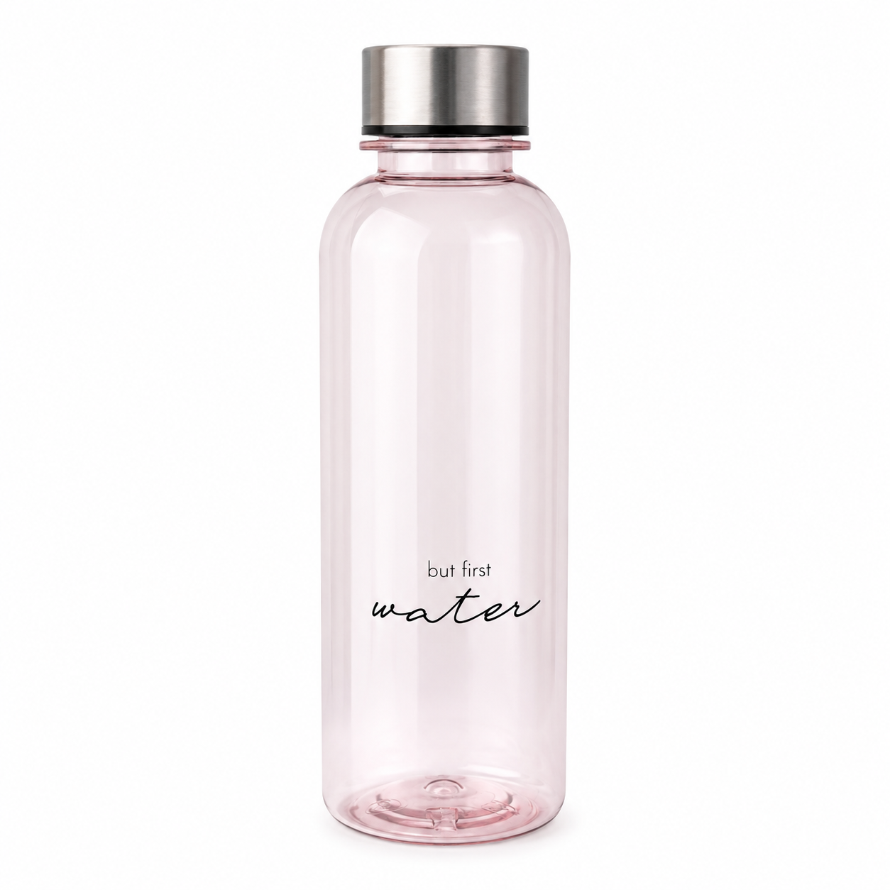 Waterfles met naam Roze "But first water"