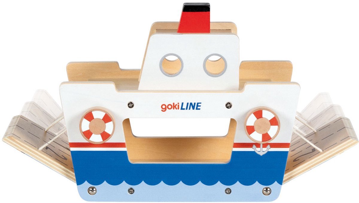 Goki Houten Veerboot met 3 Voertuigen - Afbeelding 3