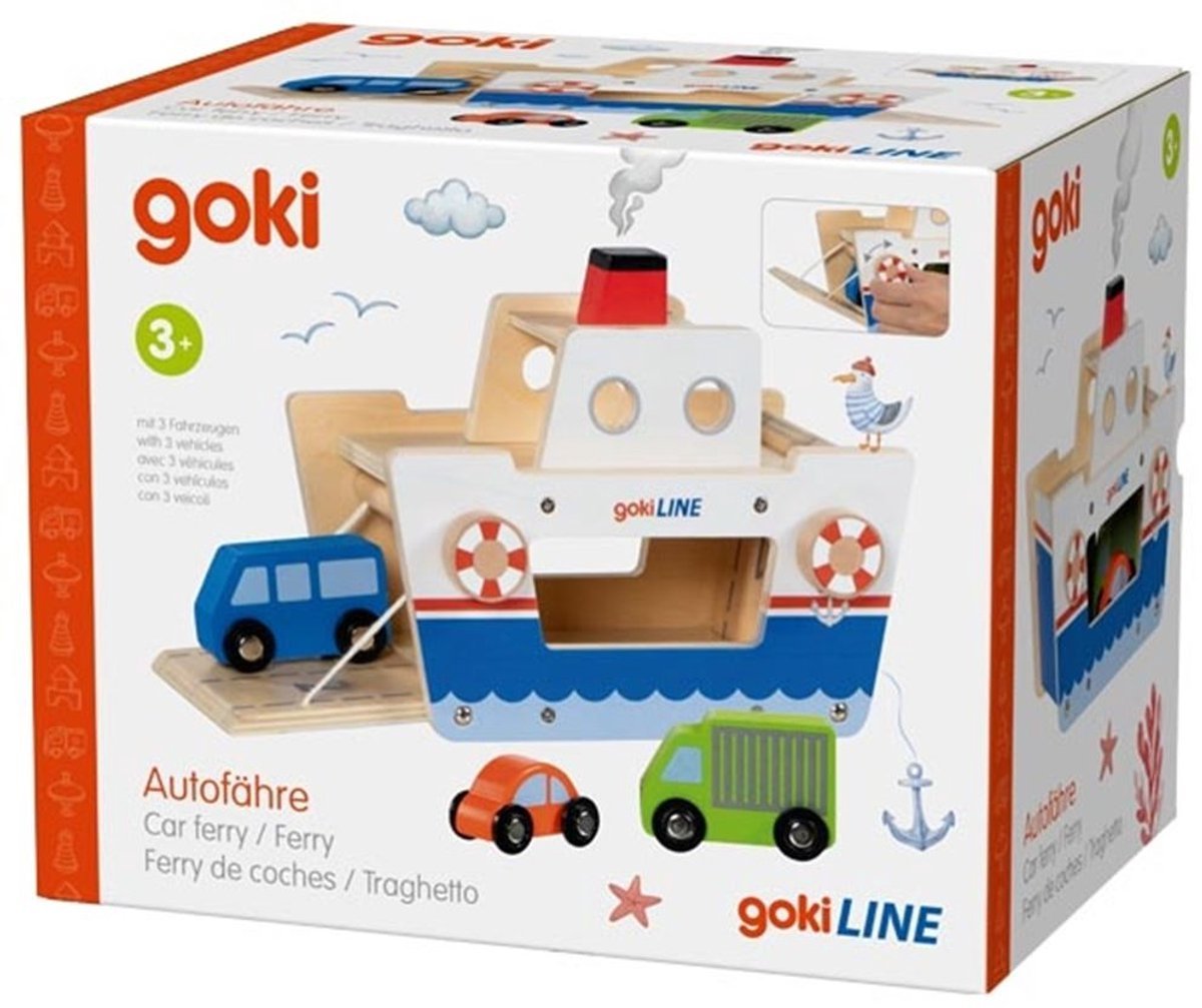 Goki Houten Veerboot met 3 Voertuigen - Afbeelding 6