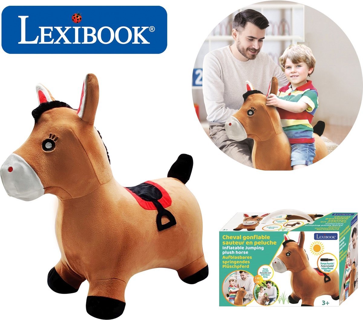 Opblaasbare Springpony met pluche pak - Afbeelding 2