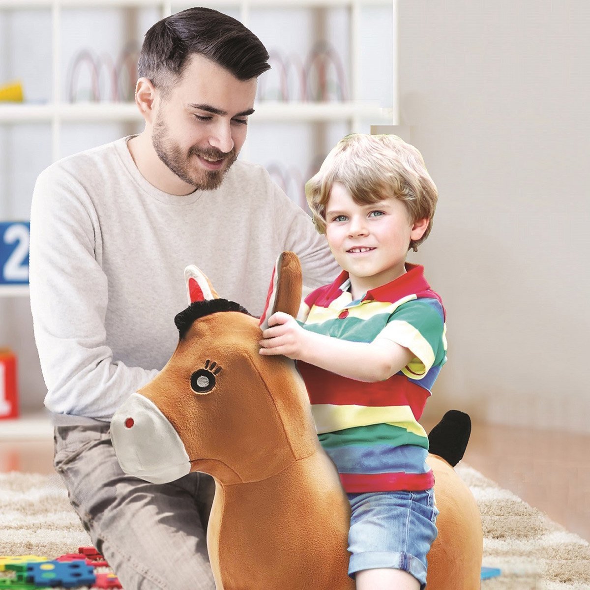 Opblaasbare Springpony met pluche pak - Afbeelding 4