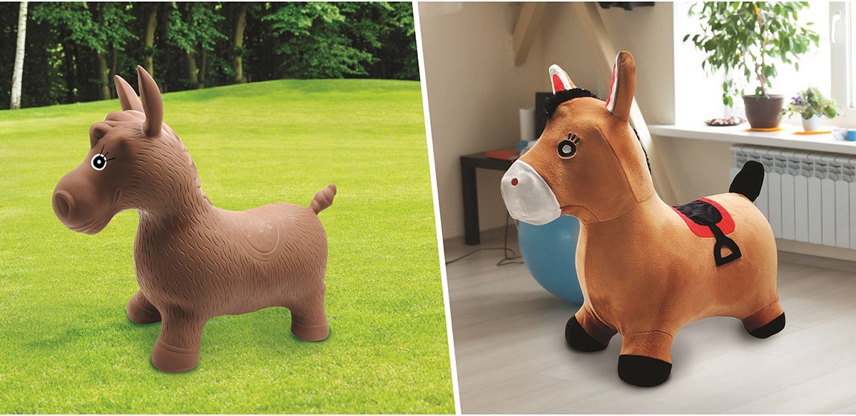Opblaasbare Springpony met pluche pak - Afbeelding 3